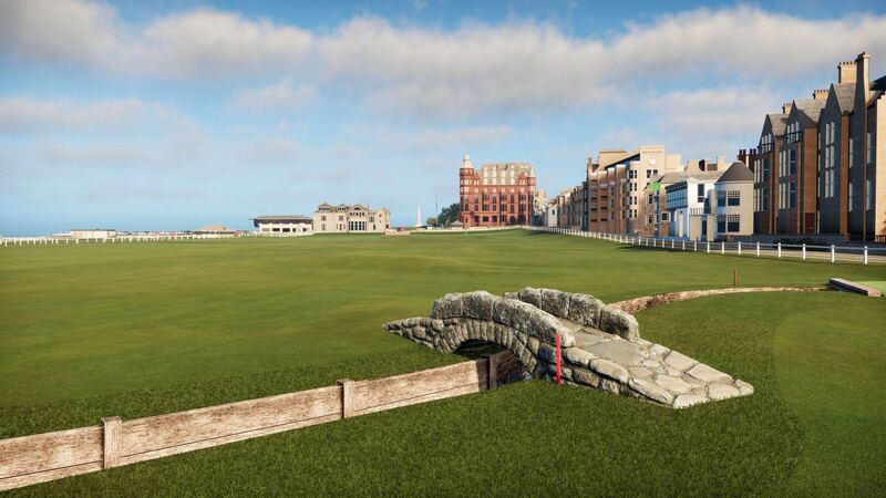 St Andrews Old Course med Swilcan Bridge i TrackMan-simulatoren